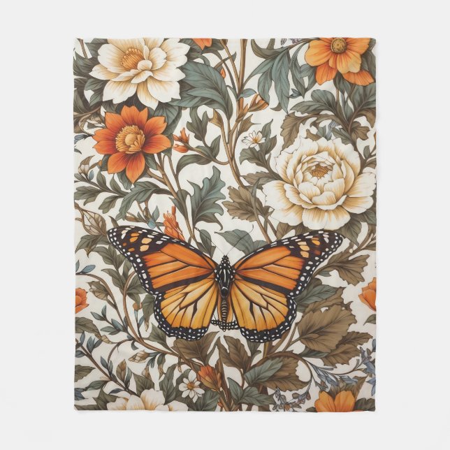 Manta Polar Elegant Monarch Butterfly William Morris Inspired  (Anverso)