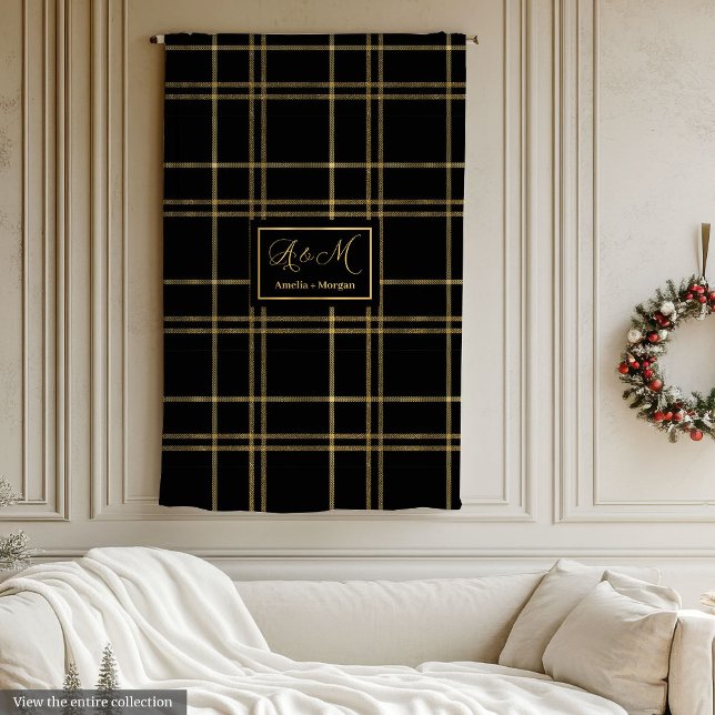 Manta Polar Elegant Personalized Black Gold Tartan Blanket (Elegant Personalized Black Gold Tartan Blanket)
