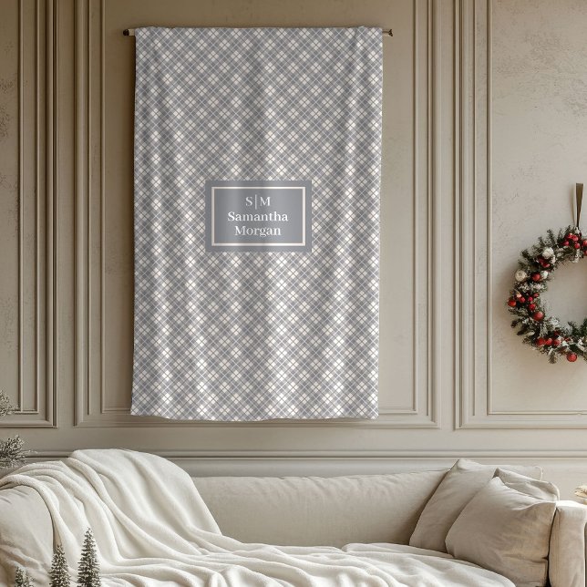 Manta Polar Elegant Plaid Throw Custom Name Pastel Accent (Elegant Plaid Throw Custom Name Pastel Accent)