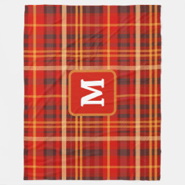 Manta Polar Elegant Red Black Plaid Monogram Custom 