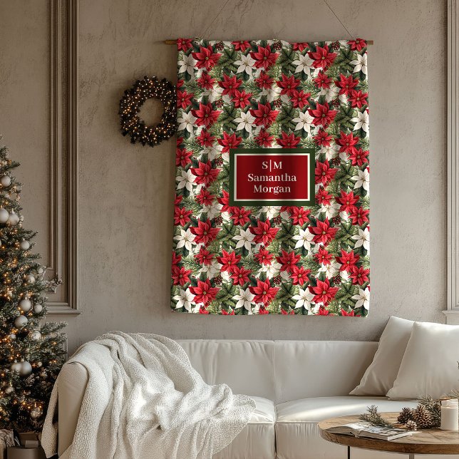 Manta Polar Elegant Red Blanket Personalized Christmas Wreath (Elegant Red Blanket Personalized Christmas Wreath)