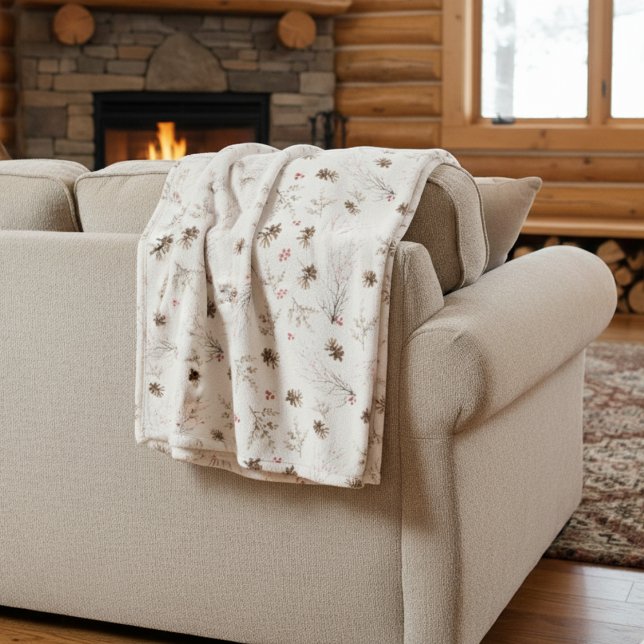 Manta Polar Elegant Watercolor Woodland Winterberry Pattern (Subido por el creador)