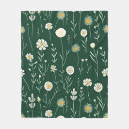 Manta Polar Elegant Wildflower Pattern on Dark Green 