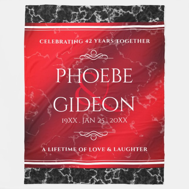 Manta Polar Elegante 42° Aniversario del Boda Jasper (Anverso)