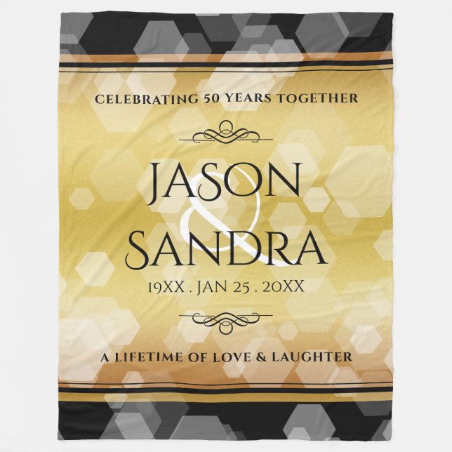 Manta Polar Elegante 50° Aniversario del Boda de Oro (Anverso)