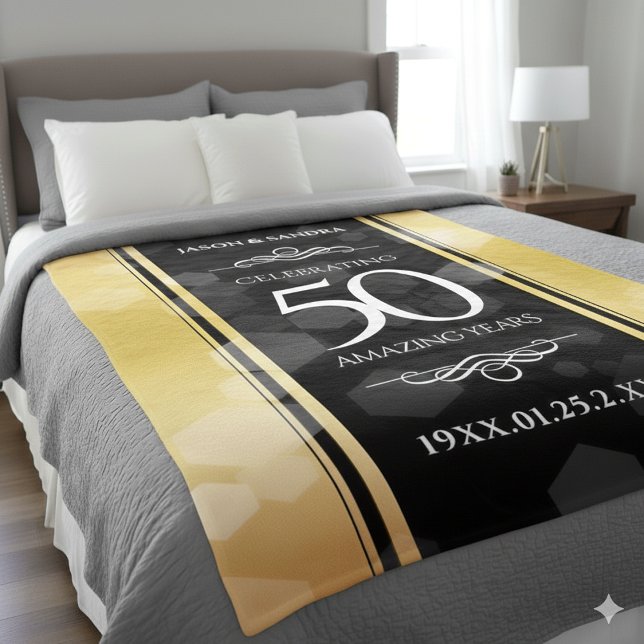 Manta Polar Elegante 50° Aniversario del Boda de Oro (50th Golden Wedding Anniversary Fleece Blanket Cover Photo)