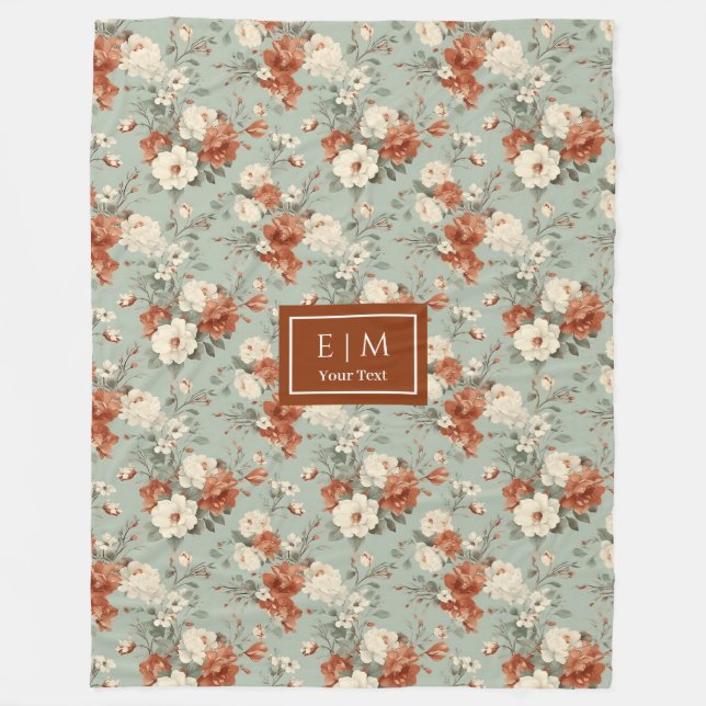 Manta Polar Elegante acuarela tirada en cobre y salvia (Anverso)