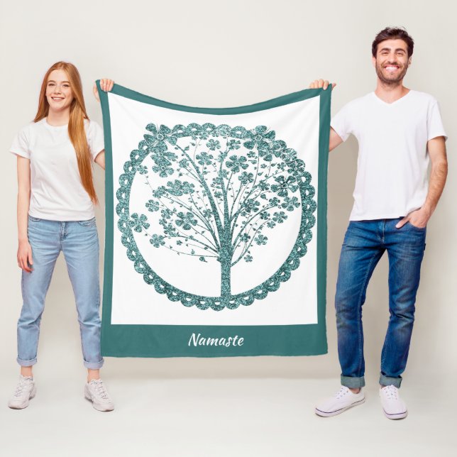 Manta Polar Elegante árbol de la vida Purpurina azul Namaste (In situ)