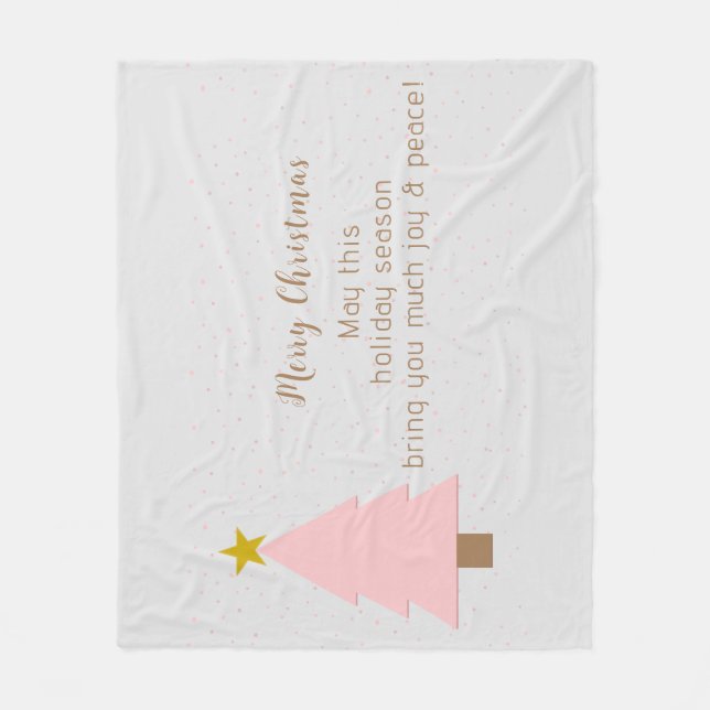 Manta Polar Elegante árbol de navidad rosado único, estrella d (Anverso)