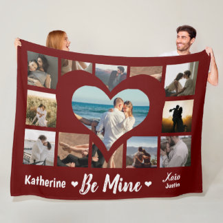 Manta Polar Elegante Be Mine Valentine XO Collage de fotos Roj