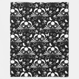 Manta Polar Elegante blanco y negro floral