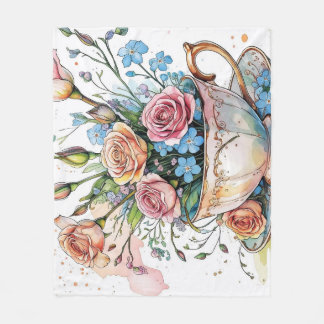 Manta Polar Elegante boho floral Fleece Blanket