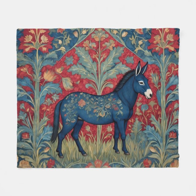 Manta Polar Elegante burro William Morris inspirado en patrone (Frente (Horizontal))