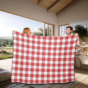 Manta Polar Elegante campiña de picnic blanco rojo tachado