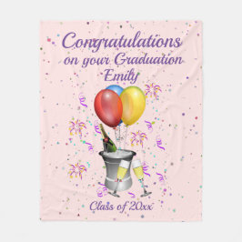 Manta Polar Elegante celebración de graduación rosa