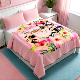 Manta Polar Elegante Collage de fotos de acuarela artesanal