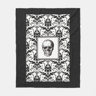 Manta Polar Elegante cráneo gótico en blanco y negro