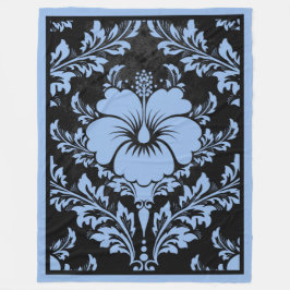 Manta Polar Elegante damasco azul y negro elegante