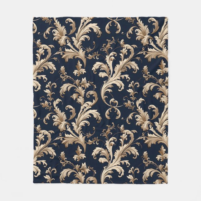 Manta Polar Elegante decoración barroca y damascal: original o (Anverso)