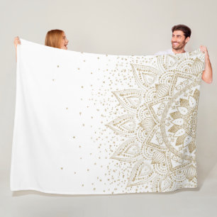 Manta Polar Elegante diseño de puntos dorados de Mandala