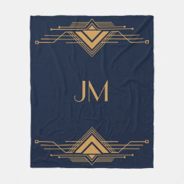 Manta Polar Elegante diseño geométrico dorado Art Deco