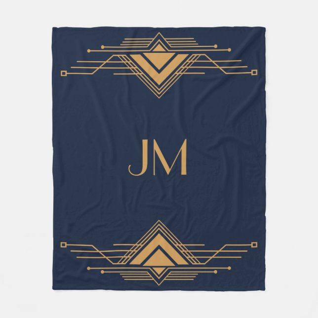 Manta Polar Elegante diseño geométrico dorado Art Deco (Anverso)