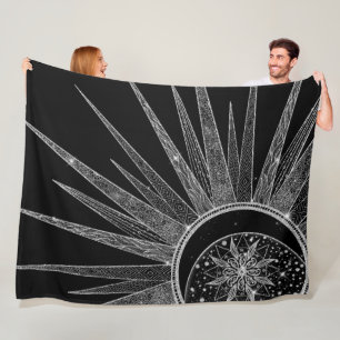 Manta Polar Elegante diseño negro de luna de sol plateado Man
