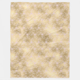 Manta Polar Elegante encaje floral rosa y dorado