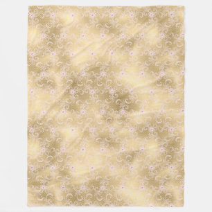 Manta Polar Elegante encaje floral rosa y dorado