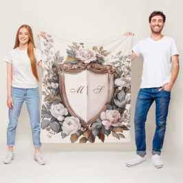 Manta Polar Elegante Escudo Boda de Rubor Pink Peonies Rococo