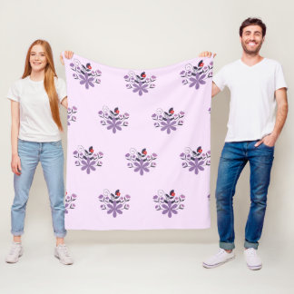 Manta Polar Elegante estampado floral violeta gris violeta
