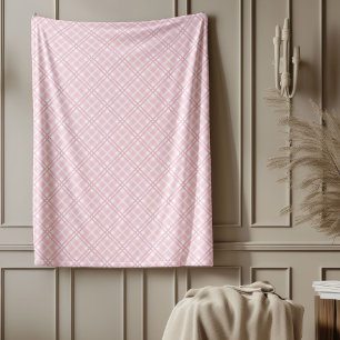 Manta Polar Elegante estilo rústico clásico con cuadros rosado