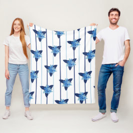 Manta Polar Elegante estriba de patrón floral monocromático az