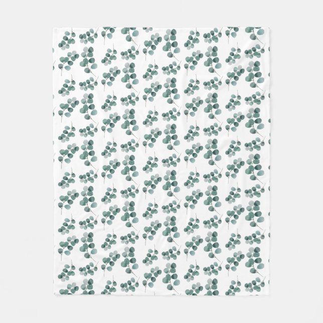 Manta Polar Elegante eucalipto acuarela (Anverso)