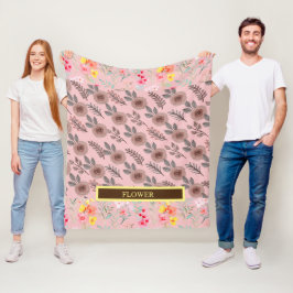 Manta Polar Elegante Flor de Acuarela Personalizada