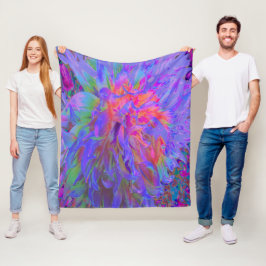 Manta Polar Elegante Flor de Dalia Decorativa Psicodélica