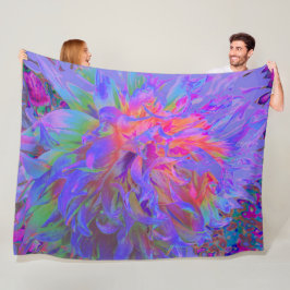 Manta Polar Elegante Flor de Dalia Decorativa Psicodélica