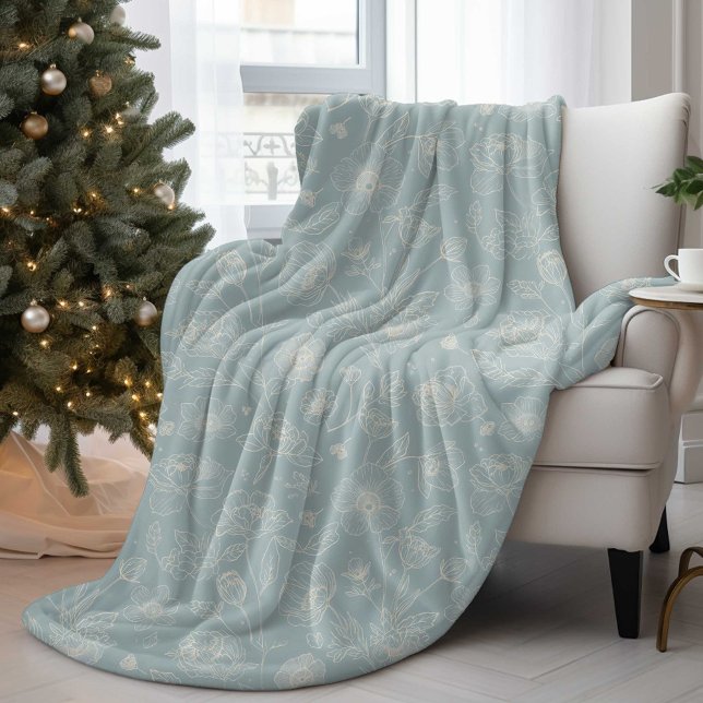 Manta Polar Elegante Floral Verde Mijo (Subido por el creador)