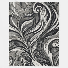 Manta Polar Elegante - Flujo abstracto en blanco y negro