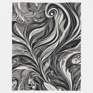 Manta Polar Elegante - Flujo abstracto en blanco y negro
