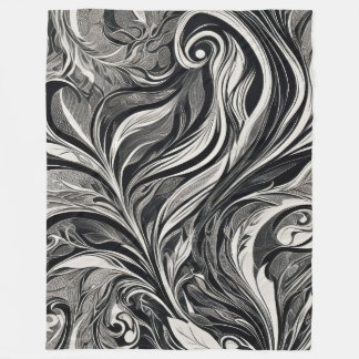 Manta Polar Elegante - Flujo abstracto en blanco y negro
