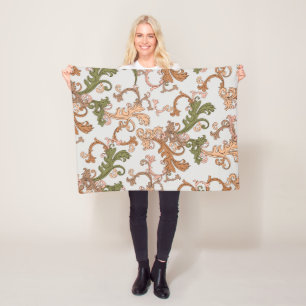 Manta Polar Elegante fondo victoriano boho vintage con hojas