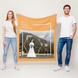 Manta Polar Elegante foto familiar y feliz día de gracias