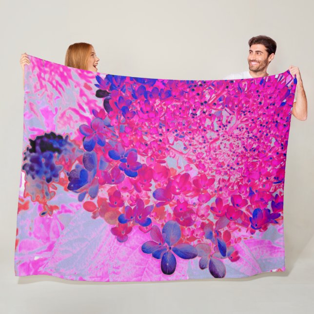 Manta Polar Elegante Fuchsia e Hidrangea Luminosa Azul Oscuro (In situ)