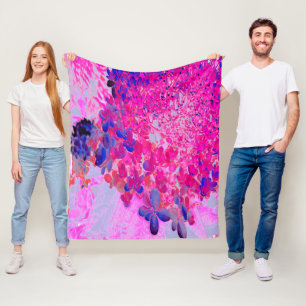 Manta Polar Elegante Fuchsia e Hidrangea Luminosa Azul Oscuro