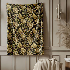 Manta Polar Elegante funda de damasco dorado en estilo barroco