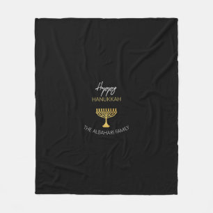 Manta Polar Elegante Happy Hanukkah Golden Menorah Monograma