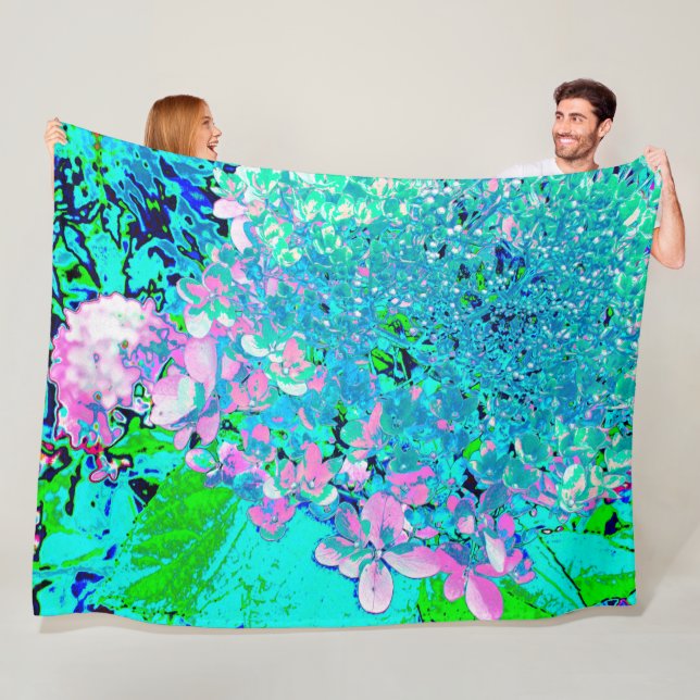 Manta Polar Elegante Hydrangea de luz rosa y azul (In situ)