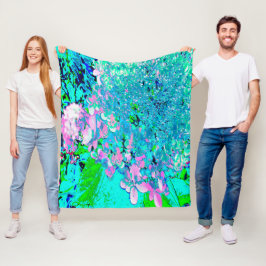 Manta Polar Elegante Hydrangea de luz rosa y azul