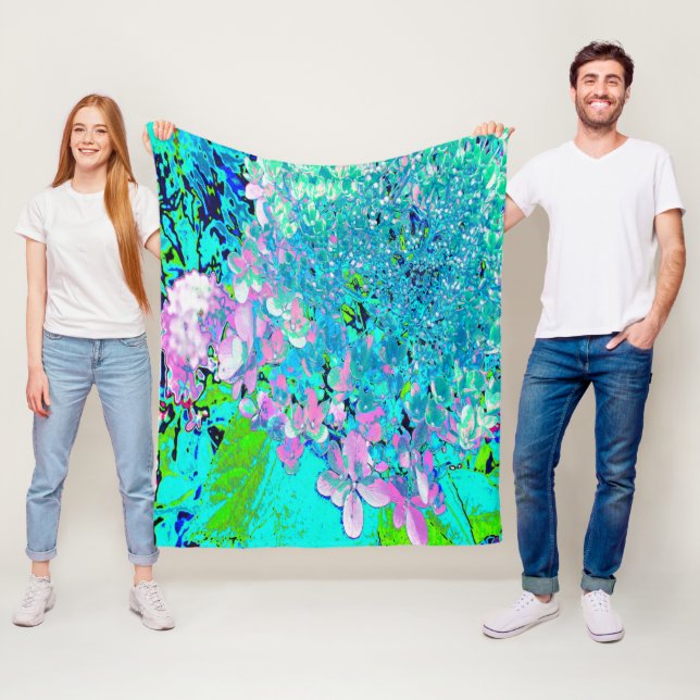 Manta Polar Elegante Hydrangea de luz rosa y azul (In situ)